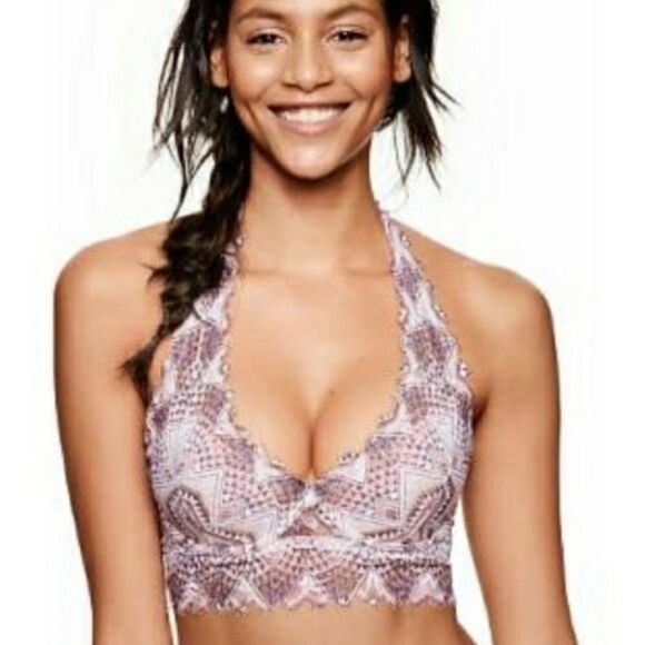Victoria's Secret PINK Lace unlined halter bralette - Picture 1 of 11